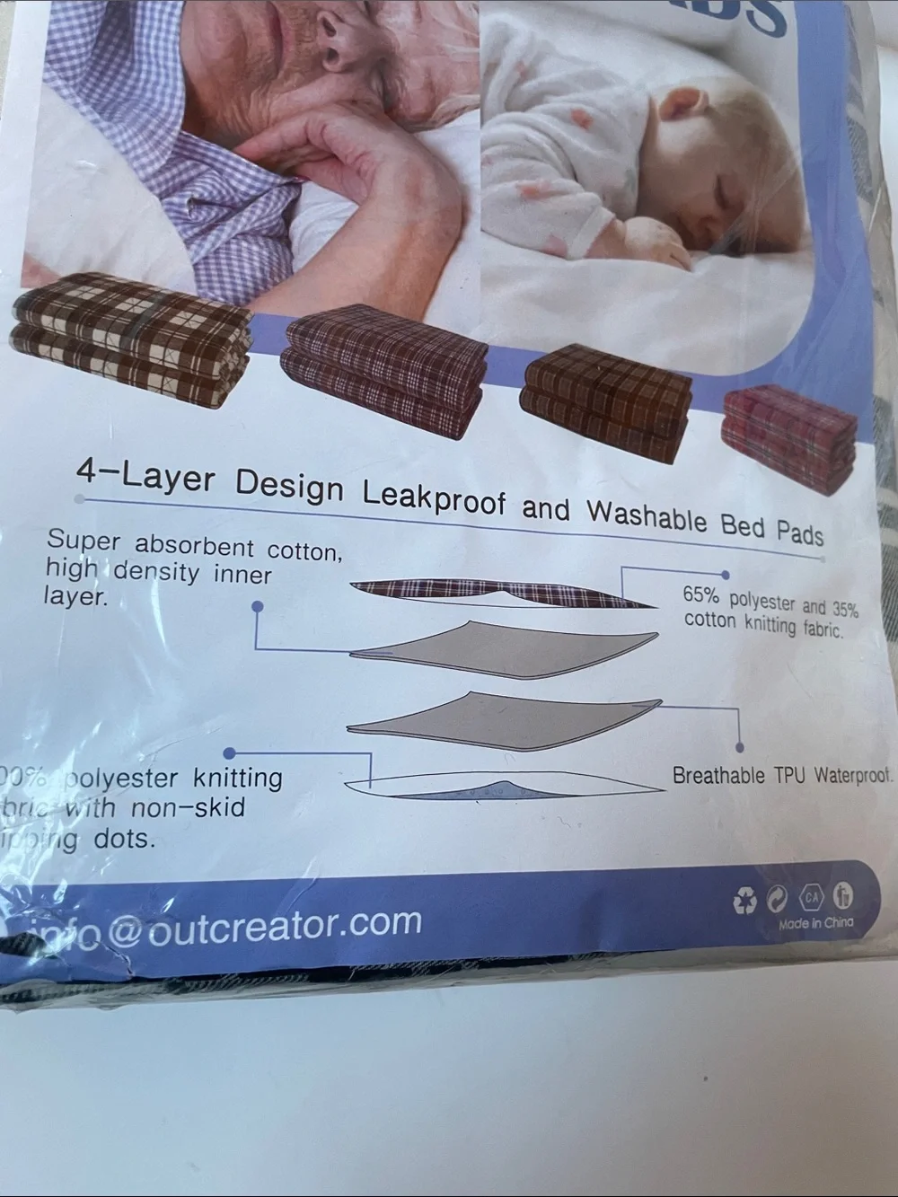 NWT Incontinence Bed Pad - Black & White Plaid. Kids, Adults, Pets.